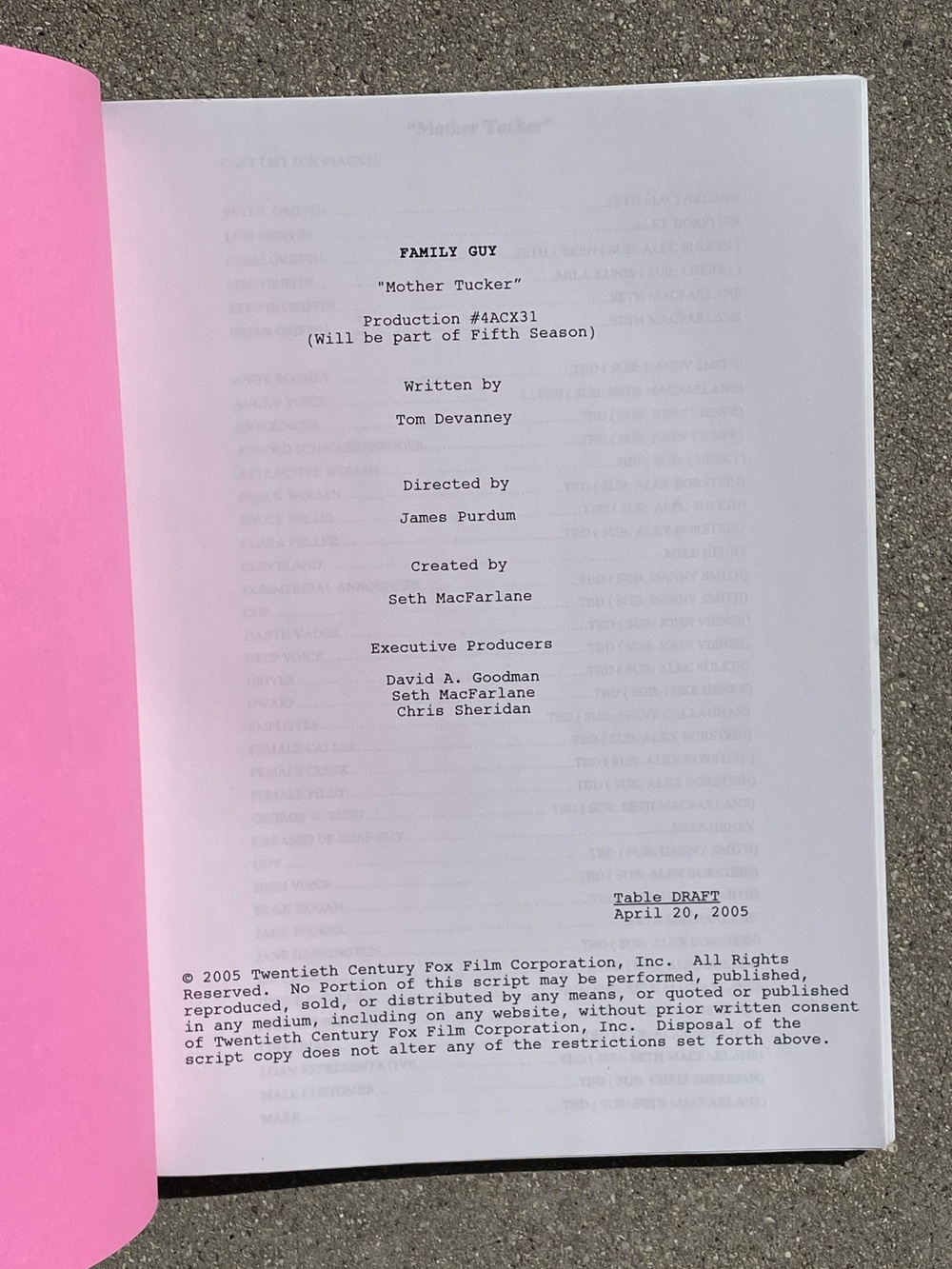 Family Guy 2005 Production Used Table Draft Script Mother Tucker Phyllis Diller! View 6